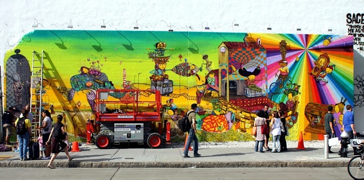 Os Gemeos street art on the Bowery in New York