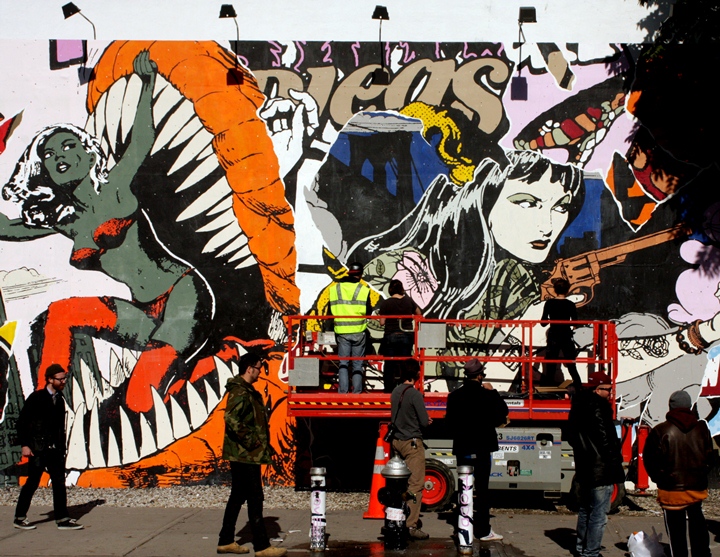 "Faile street art mural installation in New York City"