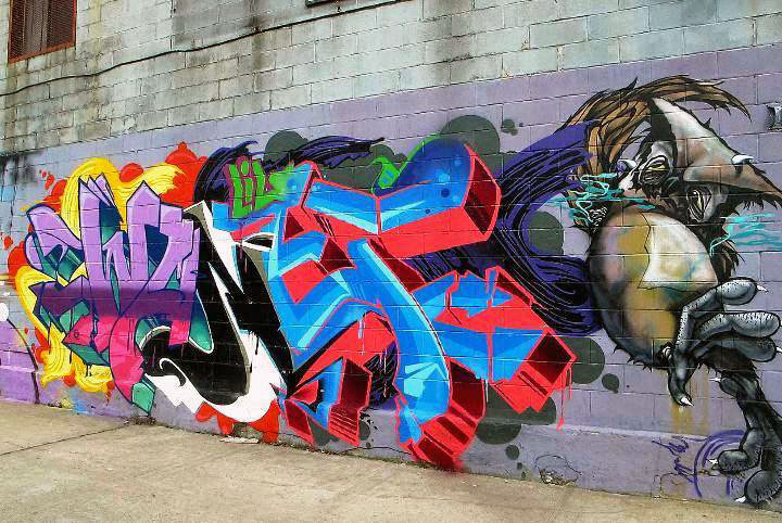 "Never and Wane street art & graffiti in Bushwick, Brooklyn, NYC"