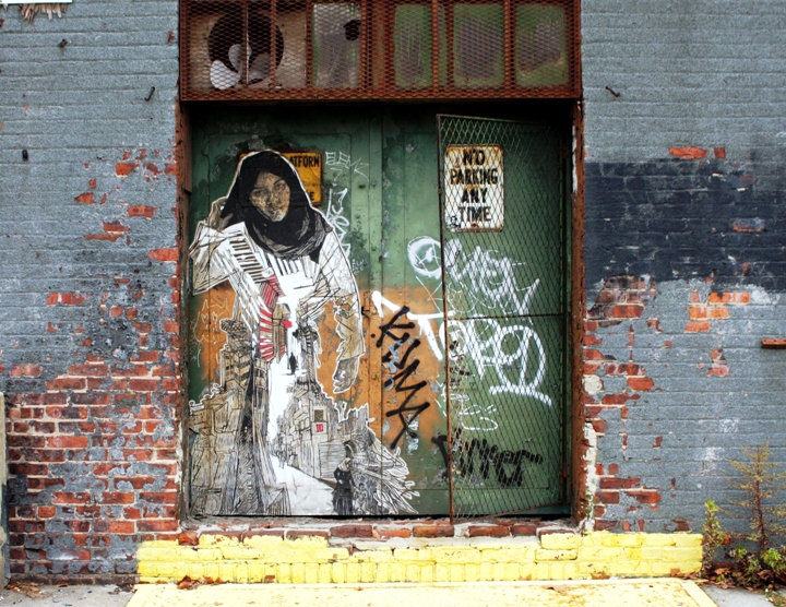 "Swoon street art in Gowanus, Brooklyn"