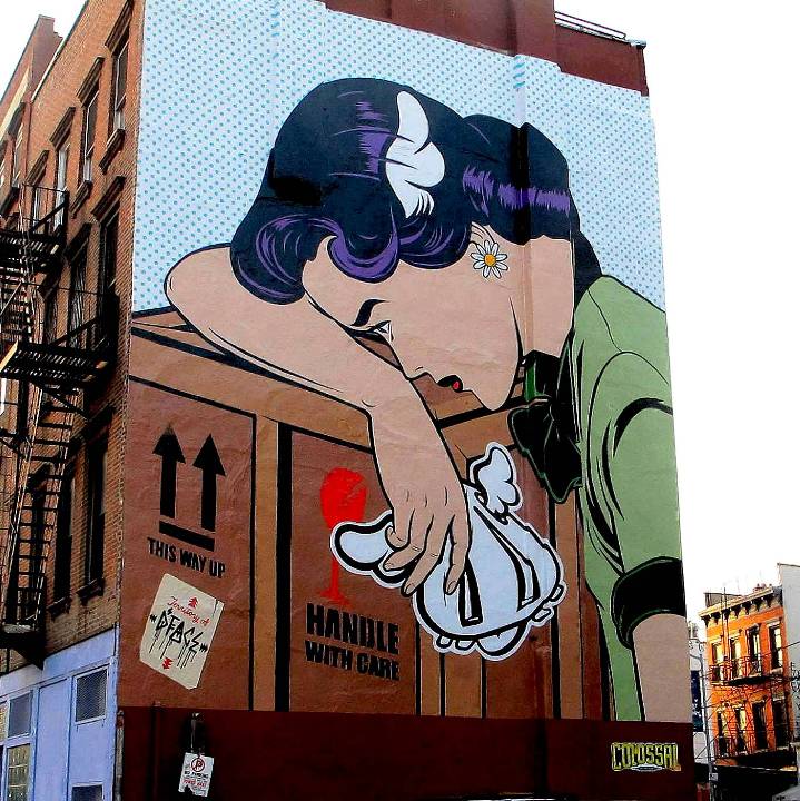 "D*Face street art mural in Brooklyn, NYC"