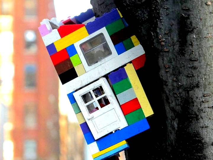 "Jaye Moon Lego installation in DUMBO, NYC"