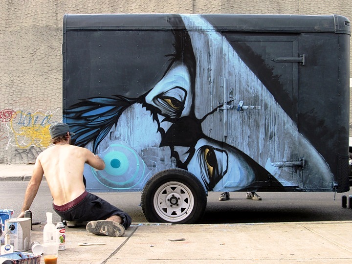 "Never street art on Bushwick trailer"