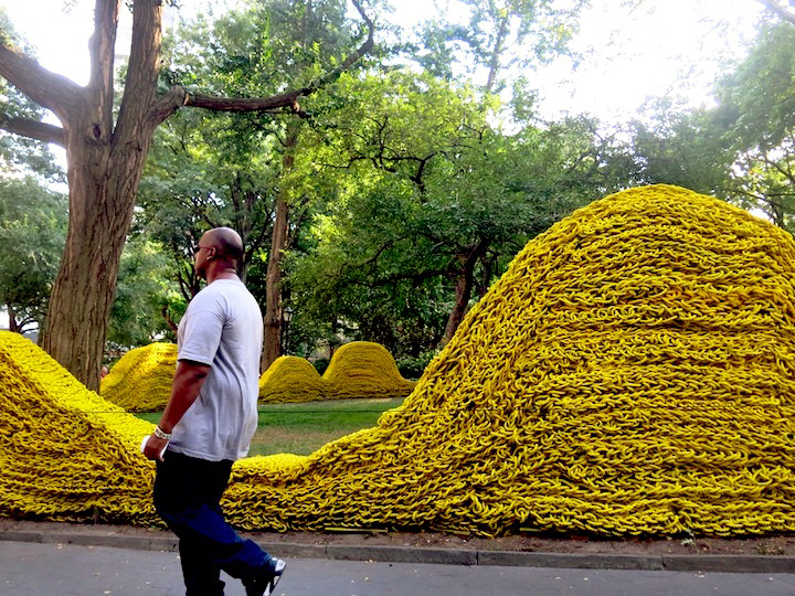 Orly-Genger-public-art-work-at Madison-Square-Park-yellow