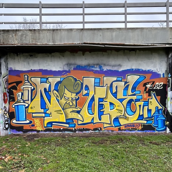 At the Těšnov Graffiti Wall in Prague, Czech Republic
